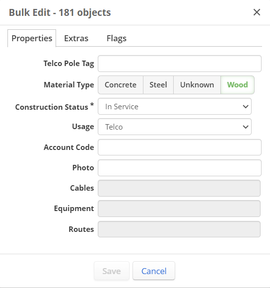 Editing bulk objects